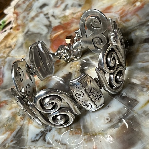 Brighton Silver Wide Panel Etched Bracelet - Picture 1 of 5